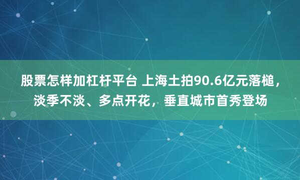股票怎样加杠杆平台 上海土拍90.6亿元落槌，淡季不淡、多点开花，垂直城市首秀登场